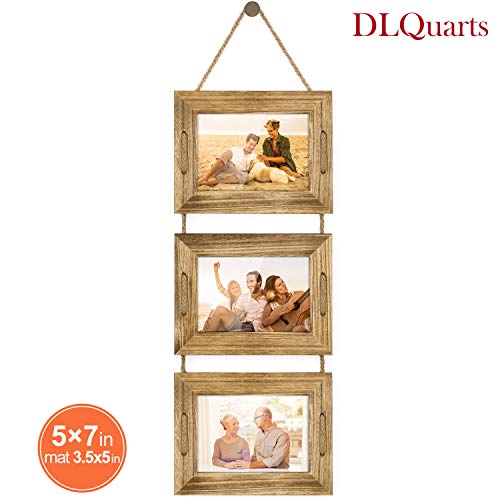 DLQuarts Collage Hanging Picture Frame 5x7, 3-Frame Set, 3.5x5 with Mat or 5x7