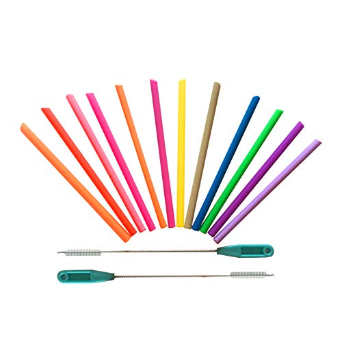 LALCO Reusable Silicone Short Straws for Take and Toss Cups: 5.7’’ Pack of 12 BPA free
