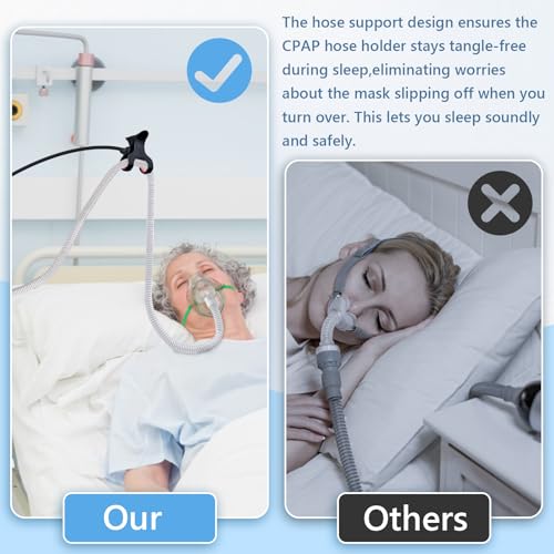 CPAP Schlauchhalter, 360° Drehung Regulieren CPAP Schlauchheber und Schlauchunterstützung Aufhänger zur Verhinderung von CPAP Schlauch Leckage & Verwicklung,CPAP Schlafapnoe Gerät Zubehör (Schwarz)