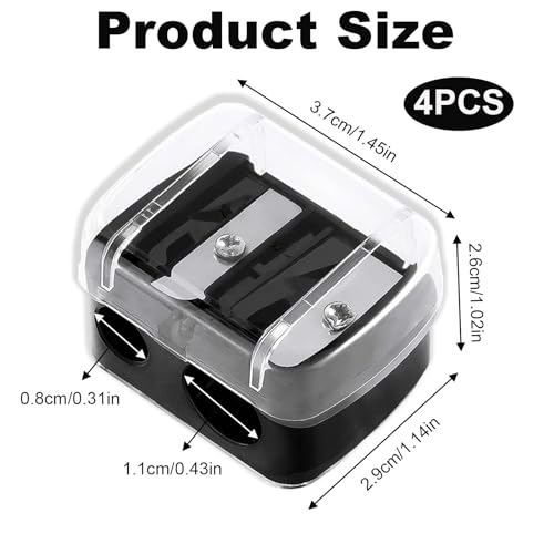 4 Pcs Eyeliner Sharpener, Lip Liner Sharpener, 2 Holes Dual Eye Pencil Sharpener, Eyebrow Pencil Sharpener for Eyebrow Pencil Eye Pencil Eye Liner Lip Line Brow Pencil - Image 3
