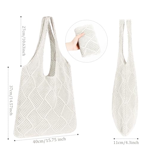 Image of Knit beach bag, Crochet Beach bag,Beach bags for women Knitted beach bag for summer