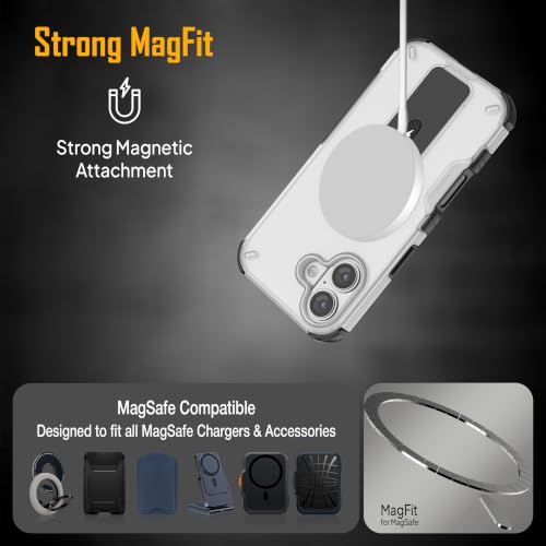 Image of ZAP CASE Matte Kickstand Case for iPhone 17 | Magsafe Compatible | Premium Polycarbonate Back + Flexible TPU Bumper | Foldable Stand | Military-Grade Drop Protection | Anti-Fingerprint | White