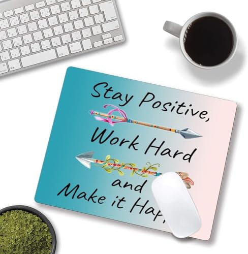 Image of Premium-Textured Mouse Pad, Non-Slip Rubber Base Mousepad for Laptop, Computer & PC, 9.5x7.9 in - Enhanced Precision, Ergonomic Comfort, Ideal for Gaming & Office (Stay Positive)