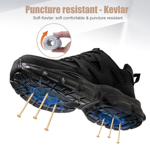 Steel Toe Shoes for Women Men Wide Non Slip Composite Work Sneakers Indestructible Comfortable Safety Tennis Shoes Lightweight Breathable Construction Sneakers Puncture Proof Ergonomic Design3
