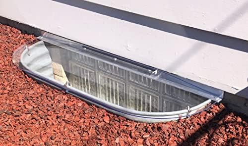 Window Well Supply - Sloped Elongated Polycarbonate Window Well Covers, UV-Resistant Clear Basement Window Well Covers, Heavy-Duty Crystal Clear Plastic Window Well Cover (44\"W x 14\"L)