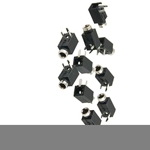 Aexit 10 Pcs Electrical PCB Mount 3 Pole Terminals Female 2.5mm Audio Light Sockets Jack Socket