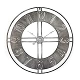 Riesige silber Wanduhr im XXL Format aus hochwertigem Metall im angesagten Industrial Look