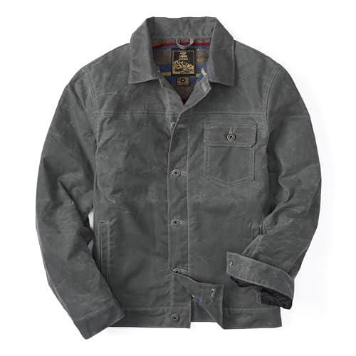 Image of Huckberry Flint and Tinder Men's Wool-Lined Waxed Trucker Jacket, Built for Layering