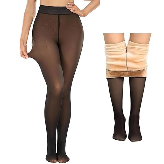 Women Skinny Fit Mid Rise Winter Fleece Warm Thermal Leggings Tights Pants (Dual Tone) Multicolor (26Inch Waist to 32Inch)-picture-26