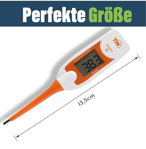 Premium Haustier-Thermometer für Tierbesitzer von Hunden, Katzen, Pferden, Flexible Digitale Temperatursonde inklusive Tierärztlichen Hobdays Chart