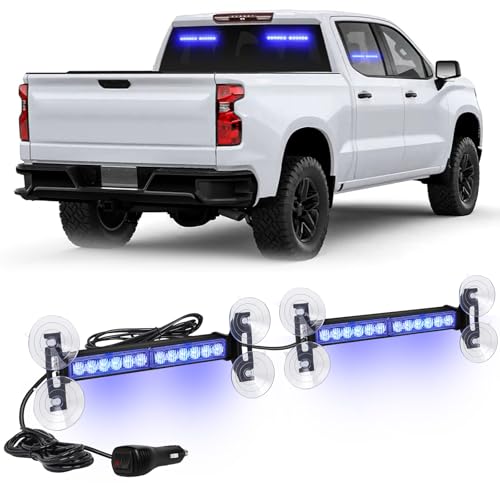 XRIDONSEN 2x 10.7 Inch Blue Emergency Lights Windshield Strobe Light Bar