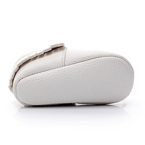 Diamondo Baby Tassel Shoes infantil casual solado macio cadarço cor sólida Prewalker (branco, 12-18