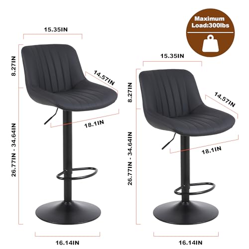 Youhauchair 8001BK-3PC-US Bar Stools Set Of 3, Swivel Counter Height Barstools thumb #2