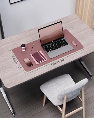 Image of YSAGi Double-Sided Desk Pad, 31.5 inchx15.7 inchLeather Desk Mat, Eco Cork Desk Pad Protector,Large Mouse Pad,Waterproof Desk Blotter for Office /Home(Dark Pink)
