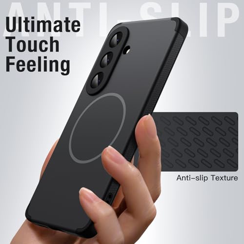 Image of JETech Magnetic Cover Case for Samsung Galaxy S26, Compatible with MagSafe, Dual-Layer Heavy Duty Shockproof Phone Cover, Camera Lens Full Protection, Anti-Scratch Hard PC Back (Black)