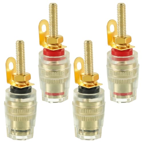 EPLZON 4 mm Bananenstecker Buchse Anschluss Polklemme für Audio Verstärker Lautsprecher Terminal Stecker(42 * 12mm,4 Stück)