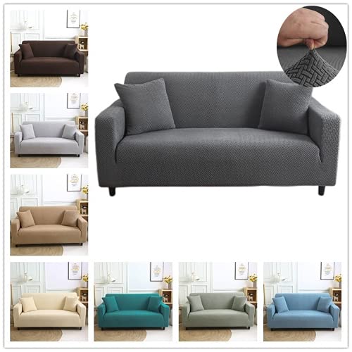 Fundas de sofa ajustables jacquard de 4 plazas color verde matcha 3