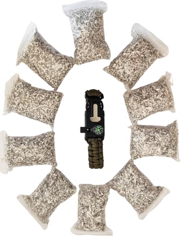 egreen Emergency Magnesium Fire Starter 10 Bags Waterproof Ferro Striker Wax Rope for Camping Hiking Bushcraft Outdoor Survival (10 Bags Mg + Ferro Striker + Wax Rope), Portable