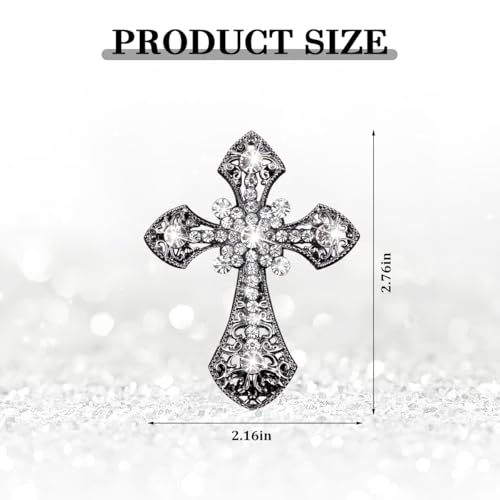 Image of Bling Cross Car Air Vent Clip, Crystal Rhinestone Sparkling Vehicle Air Conditioner Outlet Clamp Charm, Dazzling Diamond Automotive Vent Decoration Clip, Universal Fit (Black)
