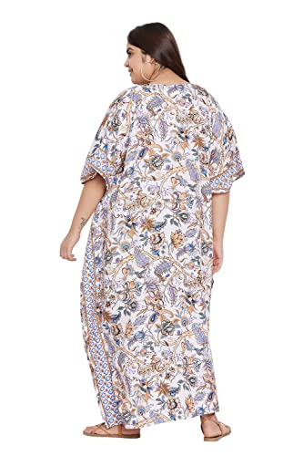 Image of Oussum Women Kaftan Plus Size Polyester Summer Lightweight Caftan Swimsuit Cover Ups Maxi African Mumu Lounge House Dress