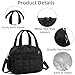 LEDAOU Insulated Lunch Box for Women Black Adult Girls Lunch Bag Quilted Puffer Lunchbox with Adjustable Strap Reusable Lunch Bags for Work School Picnic Travel