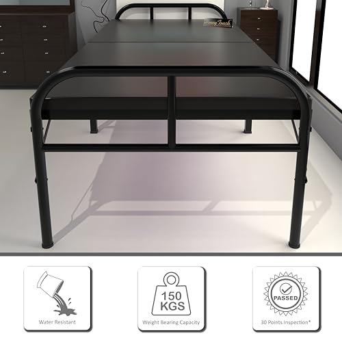 Image of Honey Touch Nexon Folding Bed Single for Sleeping with Double Layer Mattress | No Assembly Required | Foldable Bed for Sleeping /Guests /Rented Apartments /Bedroom (2.5ft x 6ft, Black)