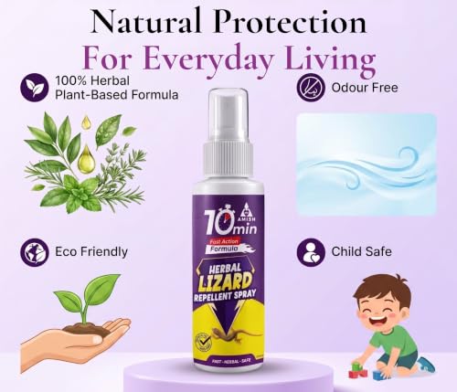 Image of Amish Herbal Lizard Spray 100ml Pack Of 1 |10Minutes Result Guaranty|Removes Entire Lizard colony|Powerful 100% Organic No Chemical Lizard Repellent Spray For home and kitchen
