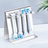 YAYINLI Electric Toothbrush Head Holder, Tabletop or Self Adhesive Tooth Brushing Holder, Bathroom Wall Mounted Shower Toothbrush Holders, Tooth Brush Head Storage Organiser (Silver, Large)