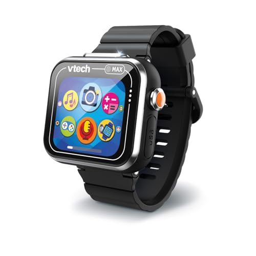 VTech Kidizoom - Smartwatch Max Noir, Montre Intelligente pour Enfants, Double Appareil Photo, vidéo, Jeux, écran Tactile Horizontal, Version ESP, Noir, 5.4 x 22.4 x 1.7 cm