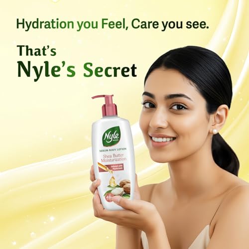 Image of Nyle Serum Body Lotion for All Skin Types | Shea Butter + Hyaluronic + Vitamin B5 | Lightweight, Non-Sticky | 48H Moisturization | Deep Nourish & Soft Skin | 400ml