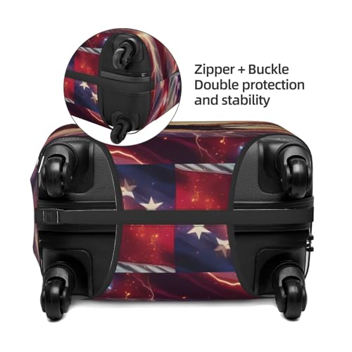 American Flag Eagle 2 Print Luggage Cover Washable Elasticated Suitcase Covers TSA Approved Stylish Dust and Scratch Resistant Case Protector for Kids and Adults4