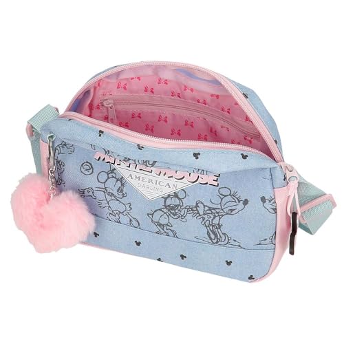 Disney Joumma Bags Minnie American Darling Federmäppchen, Umhängetaschen, blau und rosa, Perfekt zum Organisieren und Tragen von Bleistiften und Stiften, mehrere Fächer., Blue, shoulder bag4