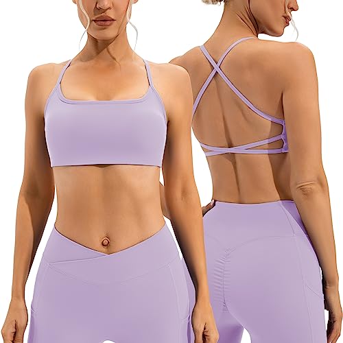 Cute Sports Bras For Women Padded Workout Bra Sexy Strappy Backless Yoga Clothes Sleeveless Criss Cross Gym Shirts Purple Xs #TOP10