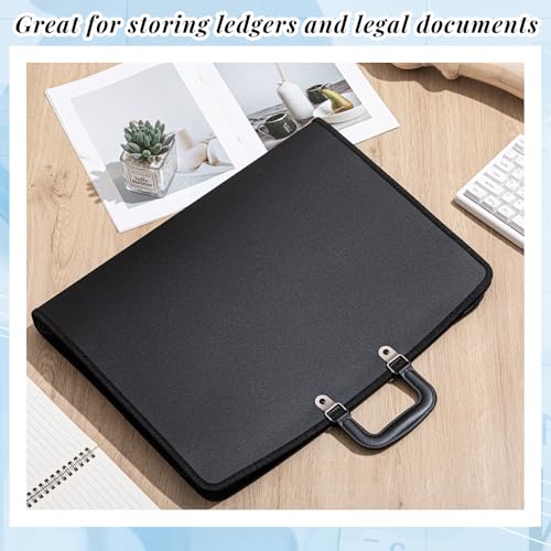 Image of Dunzoom 2 Pack 11x17 Portfolio Folder for Artwork Storage, Art Portfolio Case, Painting Document Organizer, with Handle and Zipper Closure, Oxford Cloth Edge Frosted, Black