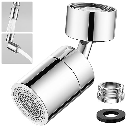 HATANSE Wasserhahn Aufsatz Schwenkbar 360° Drehbarer Wasserhahn Anschluss Verlängerung mit 2 Sprühfunktion, 22mm und 24mm Gewinde Luftsprudler Aufsatz für Küchen Bad