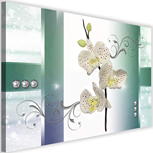 Photo sur toile fleurs orchidée abstrait vert Feeby 100x70 cm