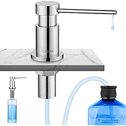 Dosificador Jabon Baño Ikea CECIPA Dispensador Jabon Cocina Bajo Encimera, Dispensador de Detergente para Fregadero con Botella de 300 ML y Manguera de 1,2 m, Dosificador de Jabón de Cobre, Relleno Superior, Cromo