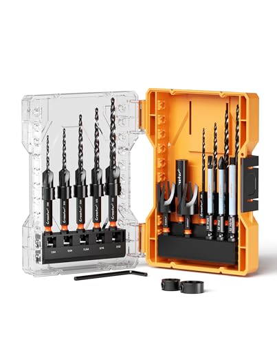Crosstar 18PCS Countersink Drill Bit Set with Wood Plug Cutter & Stop Rings | Tapered Pilot Bits, M2 HSS, 1/4