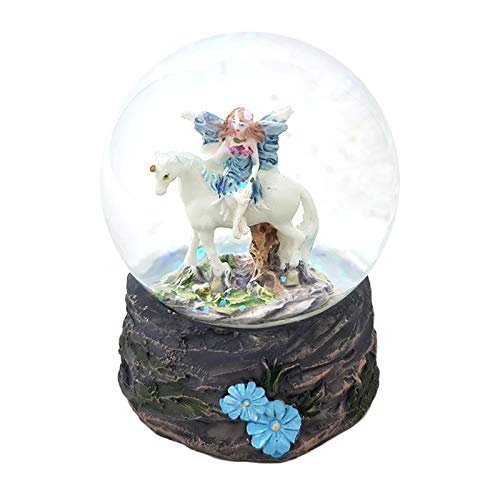 Flower Fairy Riding Unicorn Snow Globe Waterball #TOP5