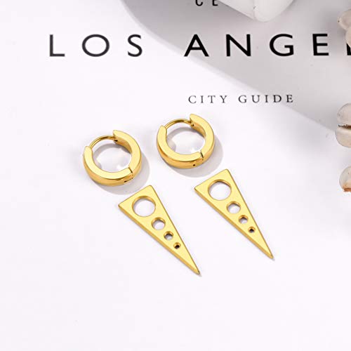 Gold Earrings For Men Hoop Man Guy Kpop Dagger Edgy Triangle Huggie Earrings With Dangle Dangling Earrings Earings Men #TOP4
