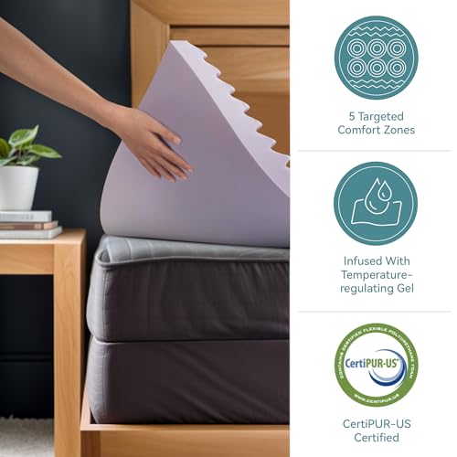 HOOMIC 3 Inch Short Queen Memory Foam Mattress Topper