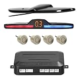 Rückwärtsradar Auto-Rückfahr-Radar-Set, Fahrzeug-Parksensor mit 4 Parksensoren, Backup-Radar mit Entfernungsanzeige, Tonwarnung, Parkplatz, Rückfahrradar, Champagnerfarben