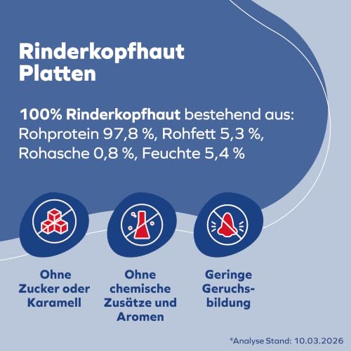 Tiernahrung Schwenner Rinderkopfhautplatten Hunde, 500g, getrocknet