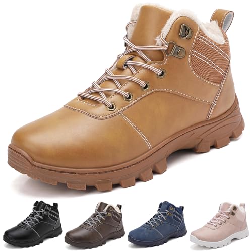 ricema Winterschuhe Herren Warme Gefütterte Winterstiefel Damen Wasserabweisend Wanderschuhe Warm Gefüttert Schneestiefel Winter OutdoorBoots Stiefel Rutschfest Leicht​ Unisex,Gelb 37 EU