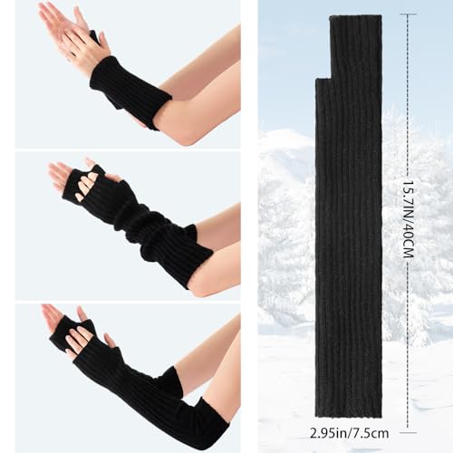 image for Pleneal Women's Long Fingerless Gloves Stretch Arm Warmers Fashion Kni