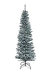 4Ft/1.2m Slim Christmas Tree Artificial Frosty Green Pencil Tree 172 Pointed Tips, Metal Stand, Holiday Home Decorations