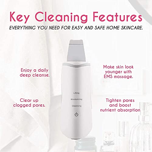 Veentus Ultrasonic Shovel Machine for Facial Skin Scrubber Lifting Moisturizing & Cleansing Skin Dirt Blackhead Remover Peeling Tool,Pore and Exfoliator, Comedone Extractor... - Image 7