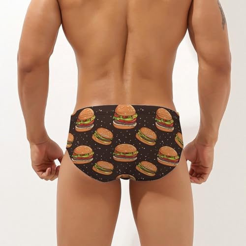 Fast Food Burgers Mens Swim Briefs Quick Dry Swimming Trunks Training Swimsuit Low Rise Swimwear2