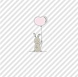  Servietten Oster-Hase mit Herzballon Tisch-Deko Geschenk-Idee Taufe Kinder-Geburtstag Servietten-Technik DIY Feier Fest Party grau/rosa/gestreift, 33x33cm, 20 Stück