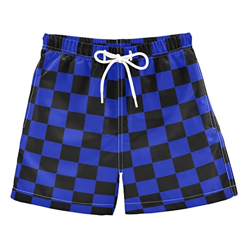 Black Blue Square Plaid Boys Swim Trunks Checkerboard Toddler Beach Board Shorts Baby Summer Bathing Suit 3T